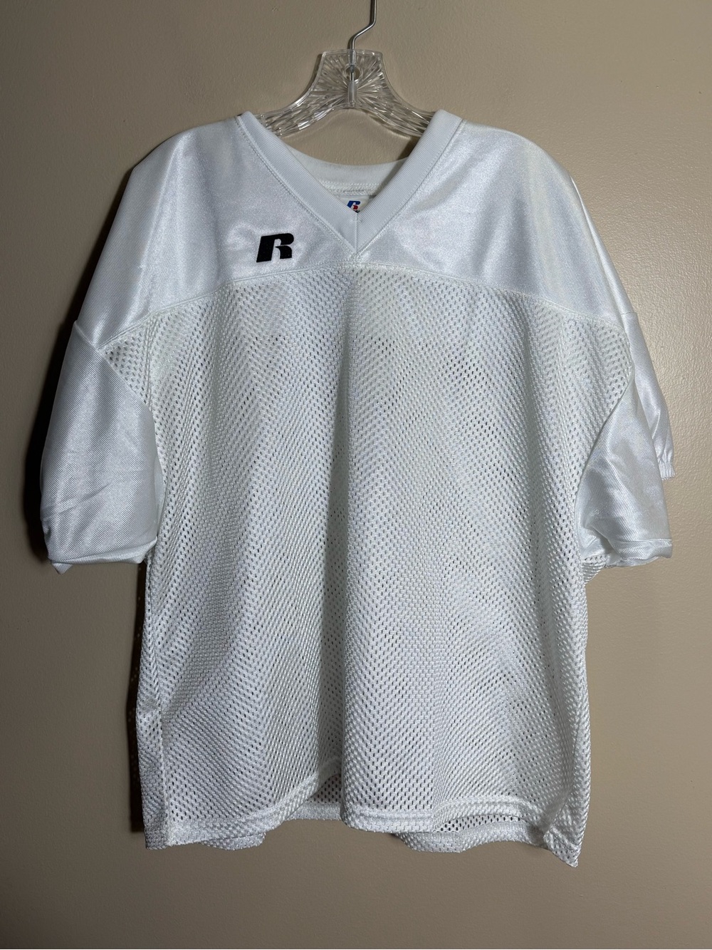 Russell Athletic White Mesh Football Practice Jersey XL Y2K Streetwear